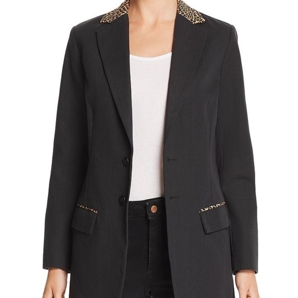 Current/Elliot Calla Blazer with Leopard Print Trim - 2 - Picture 2 of 7